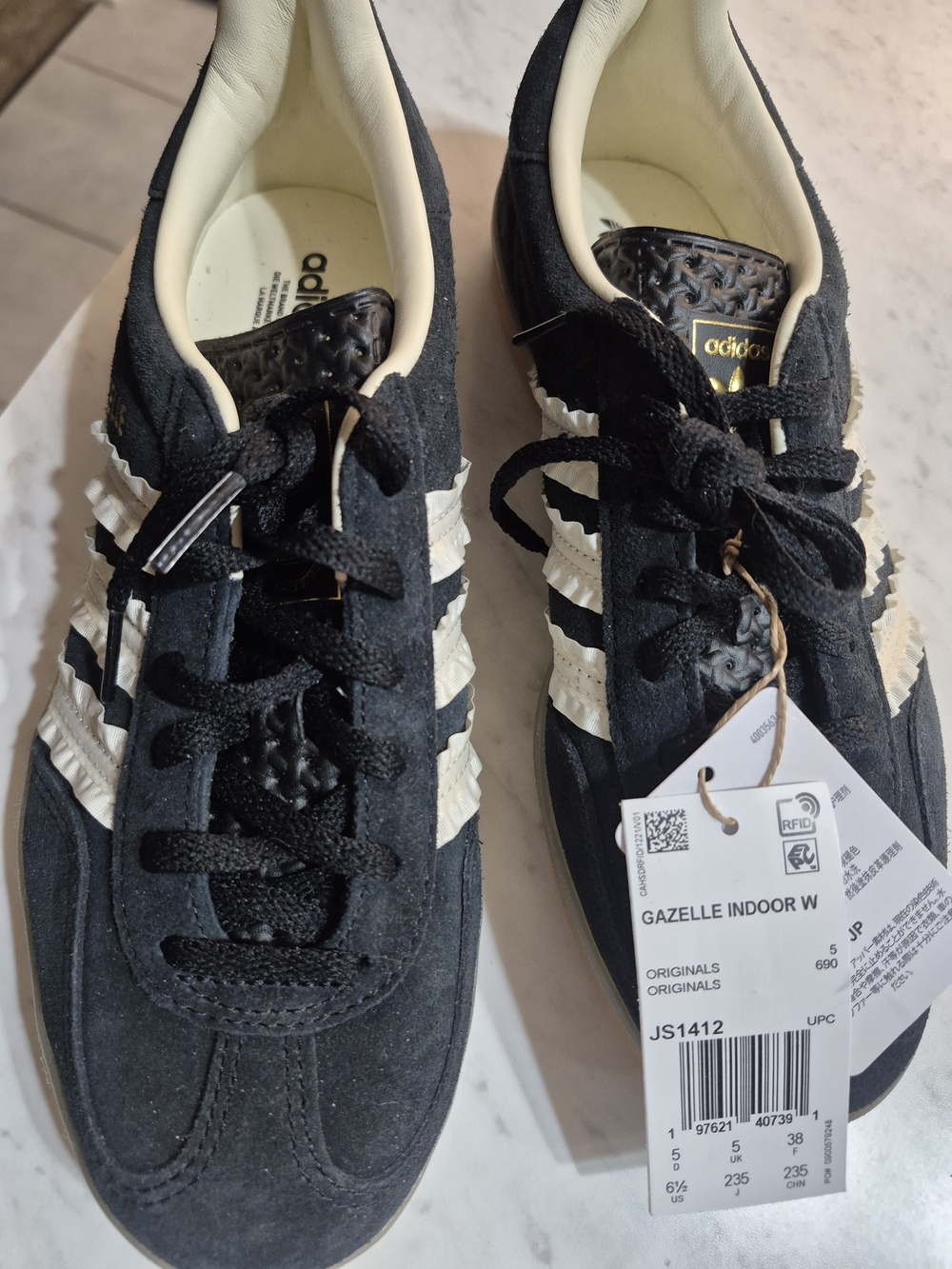 adidas Black & White Gazelle Indoor W Suede Sneakers